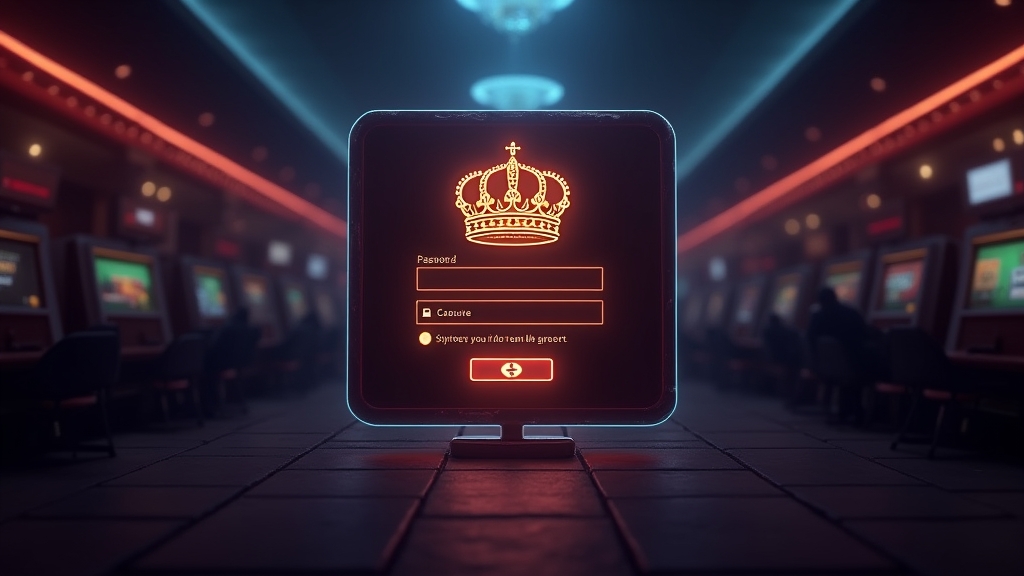 Dunkles Casino-Login-Feld mit Sicherheitsicon und edlem Kronenmotiv